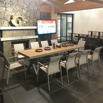 Outdoor table and chairs Villa Patio Bench Long Table Single Chair Leisure Combined Hotel Garden Terrace Outdoor Wooden Boards Table