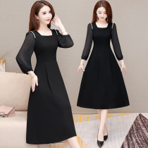 Black Dress Dress Woman Autumn Dress 2021 New Fashion Temperament Cashies Long Slim And Slim-Age Mom Dresses