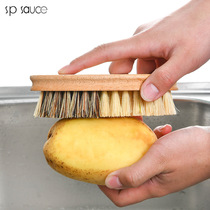 Japan Kitchen Supplies Wash Fruits Vegetable Brushes Natural Swords Coconut Palm Brushed Potatoes Clear Wash Clean Brush