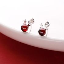 Chow Tai Fook Huan Mei sterling silver garnet antler ear clip womens no ear pierced earrings New Year flavor ear bone clip suitable for the New Year