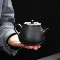 Tea Tea Teapot Single Pot Zen Wind Black Pottery Japan Style Brief Rough Pottery Imitation Antique Ceramic Bubble Teapot Side To Make Pot Kung Fu Teapot