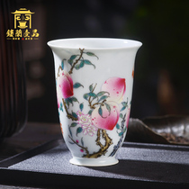 Jingdezhen ceramic handmade pastel over the wall Fushou double full master cup Kung Fu tea with tea cup large single cup