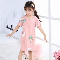 Girls nightgown cotton childrens home clothes long girl cute long sleeve Four Seasons pajamas big children spring and autumn