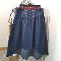 New Outlet Day Single Adults Parent-child Children Dress Female CUHK Children Denim Pure Cotton Skirt Spring Summer High Waist Half Body Dress