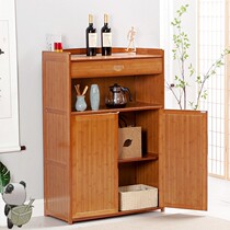 Bamboo microwave oven rack oven rack sideboard cabinet floor-to-floor multi-layer solid wood drawer locker