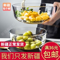 Transparent glass bowl thick noodle bowl salad bowl home dessert bowl ice cream bowl creative rice bowl soup bowl fruit bowl