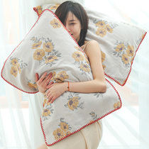 Four-layer gauze pillow towel A pair of skin-friendly cotton non-slip pillow towel for adults to increase the pillow cover towel for all seasons