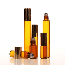 Imported brown glass essential oil bottle Ball bottle Brown bottle Stainless steel beads go beads bottle sub-bottle Perfume empty bottle