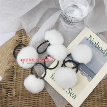 Japan GP real hair snow white ball hair rope Korea Autumn Winter girl heart rabbit hair plush Hairband head rope female