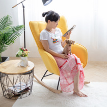 Nordic balcony solid wood rocking chair home recliner lazy leisure rocking chair adult rocking chair nap chair carefree chair