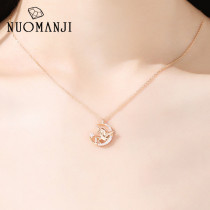 Necklace female ins simple sterling silver clavicle chain Valentines Day gift for girlfriend inlaid with Swarovski element zirconium