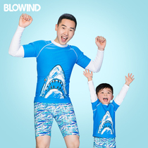 Mens sunscreen anti-UV long sleeve split swimsuit Parent-child holiday swimsuit