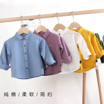  White shirt Childrens boys  shirt spring and autumn Korean version of the tide foreign style one 2-3-5 years old childrens Korean version of the white shirt