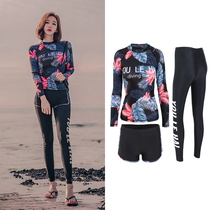 Korean diving suit female summer sunscreen long sleeve trousers split surf suit full body swimsuit snorkeling quick-drying jellyfish suit