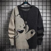 Xun Shiyao free clothing mens autumn and winter wide round neck pullover new cute bear pattern temperament age