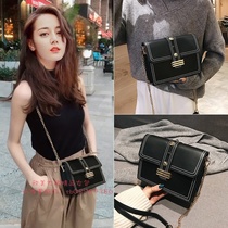 European station Chaochao brand small black bag star same leather small square bag Joker chain shoulder crossbody bag