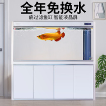  Sensen fish tank aquarium 1 5 1 8 meters large and medium-sized bottom filter fish tank Household living room small glass goldfish tank