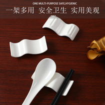 Pure white bone porcelain chopsticks holder custom logo box restaurant dual-purpose chopsticks pillow restaurant chopsticks frame wave chopsticks spoon holder