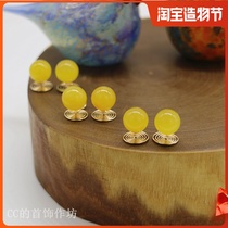 18k gold high-end oil beeswax niche earrings handmade painless light luxury temperament No ear pierced ear clip earrings
