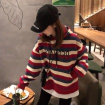 Fake two pieces of sweater women 2020 new autumn and winter Korean loose hooded long plus velvet thick lazy coat tide