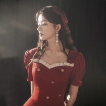 Toast dress bride girl 2021 new wine red wedding engagement back door casual dress dress skirt can usually be worn