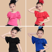 Childrens performance clothes Latin dance blouses less children short sleeves dance blouses students dance to practice the girl