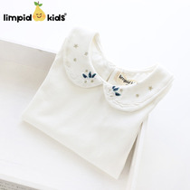 Exquisite ~ girl spring and autumn basic base shirt limpid baby cotton lapel long sleeve shirt