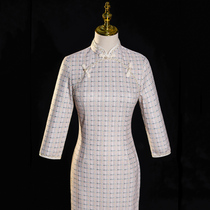 Plaid Cheongsam 2021 New retro Chinese style improved long young high-end temperament dress autumn