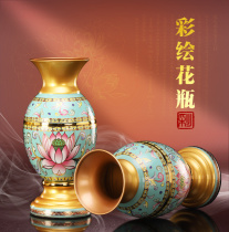 A pair of Buddha vases in front of the Buddha