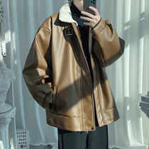 Fried Street Lovers Coat Winter Clothing Lamb Suede Fur Integrated Cotton Clothing Design Sensation Small Crowd Male Tide Ruffled Brown Collar Brown