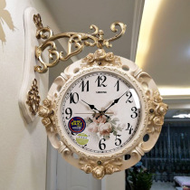 European double-sided wall clock Living room watch atmospheric luxury Quartz clock decoration Home fashion family American wall clock