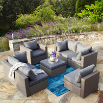 Outdoor Sofa Bamboo Rattan Furniture Nordic Designer Red Copper Seam Flow Processing Beautiful Model Room Rattan Sofa