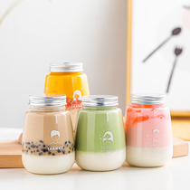 Net red milk tea bottle commercial plastic bottle can be recycled milk tea cup disposable juice bottle with lid special takeaway