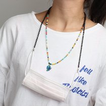 Mask lanyard Chain Lanyard Personality jewelry accessories Fashion color bead chain Butterfly pendant Glasses anti-drop necklace