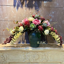 Eurostyle Emulation High-quality Art Foam EVA Leather Dry Branches Rose Flower Arrangement Living Room Craft Home Decoration Ornaments