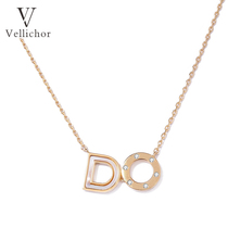 2021 New light luxury niche design 925 sterling silver letter DO necklace female simple pendant choker pendant