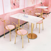 Simple milk tea shop table and chair combination Net red chair leisure restaurant Sweet Shop Cafe creative marble table