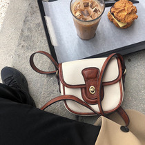 Fat fat homemade bag female 2021 new ins female bag retro bag vintage contrast messenger bag shoulder bag female