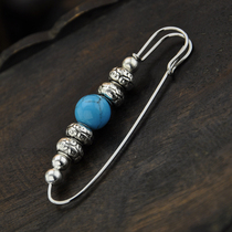 Retro National style Pine stone Miao Yin transfer beads brooch pin sweater scarf accessories women open evil spirits to ensure safety