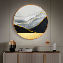New Chinese Abstract Landscape Round Scenery Decoration Painting Xuanguan Aisle Even Gallery Hang Painting Hand-painted Oil Painting Mountain Color