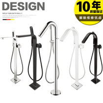 Kashitto full copper cold and hot floor bathtub faucet cylinder side shower faucet vertical column basin faucet wooden barrel shower