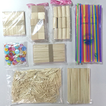 Solid composition Operating point line surface material wood stick wood square block straw ice cream stick wood cylindrical hemp rope buckle