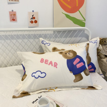 Cotton thick pillowcase a pair of cartoons cute cotton pillowcase home single 48x74cm pillow holster