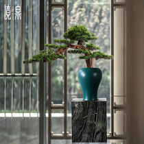 New Chinese Greeting Guests Song Zen Zenguan Tabletop Pendulum Pieces Emulation Pine Bonsai Tea Room Hotel Front Office Recruiting
