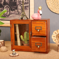 Retro containing box wooden drawer-type desktop lockers Home Students Dormitory Debris finishing wood small cabinets