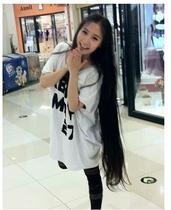 Full real hair extension Super long real hair hair piece Wig piece Clip hair without trace Straight hair piece realistic can be hot dyed