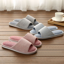  Cotton and linen slippers autumn and winter home indoor cute non-slip warm confinement warm men and women couples special offer