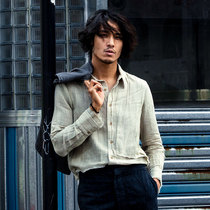 SOARIN YUPPIE RETRO LINEN SPLICING SHIRT MALE VINTAGE SMALL CROWDCROWDDESIGNED CASUAL LINEN Sweaters