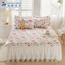 Palace style cotton lace bed skirt bed cover princess style one piece bed skirt dust cover three piece set pure cotton