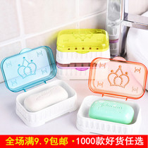 Drain soap box Household Nordic creative large soap holder with lid Plastic simple European double-layer soap box